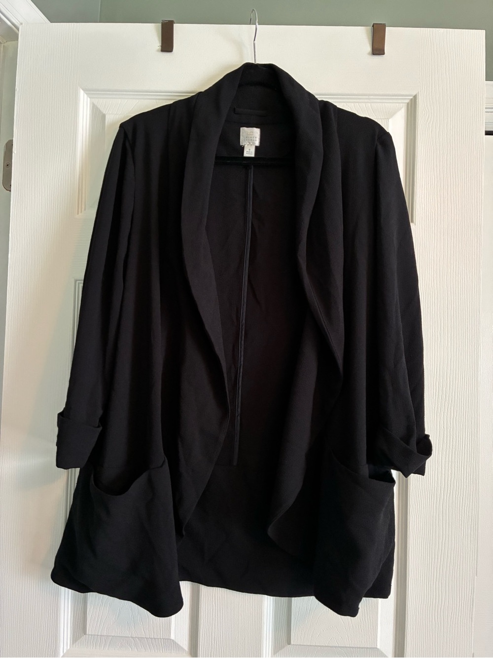 Lauren Conrad Black Open-Front Draped Blazer